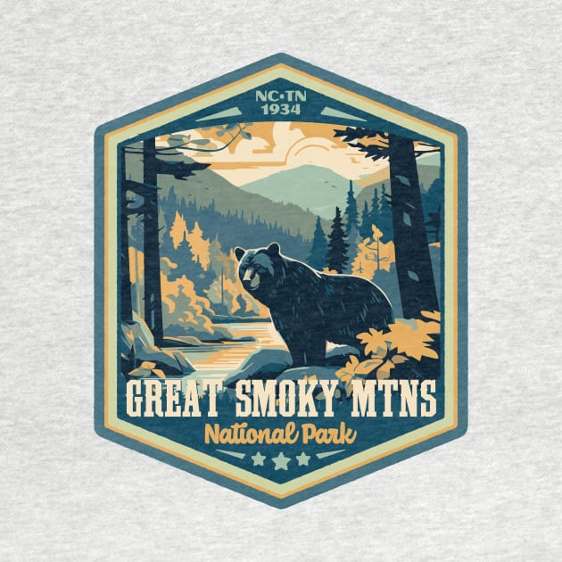 Great Smoky Mountains National Park Vintage WPA Style National Parks Art by GIANTSTEPDESIGN